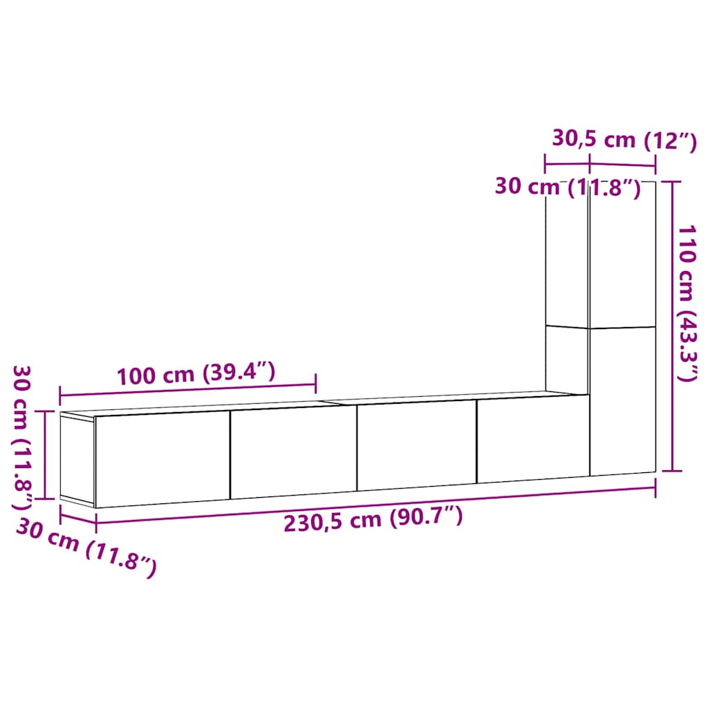 4-tlg. TV-Schrank-Set Weiß Holzwerkstoff