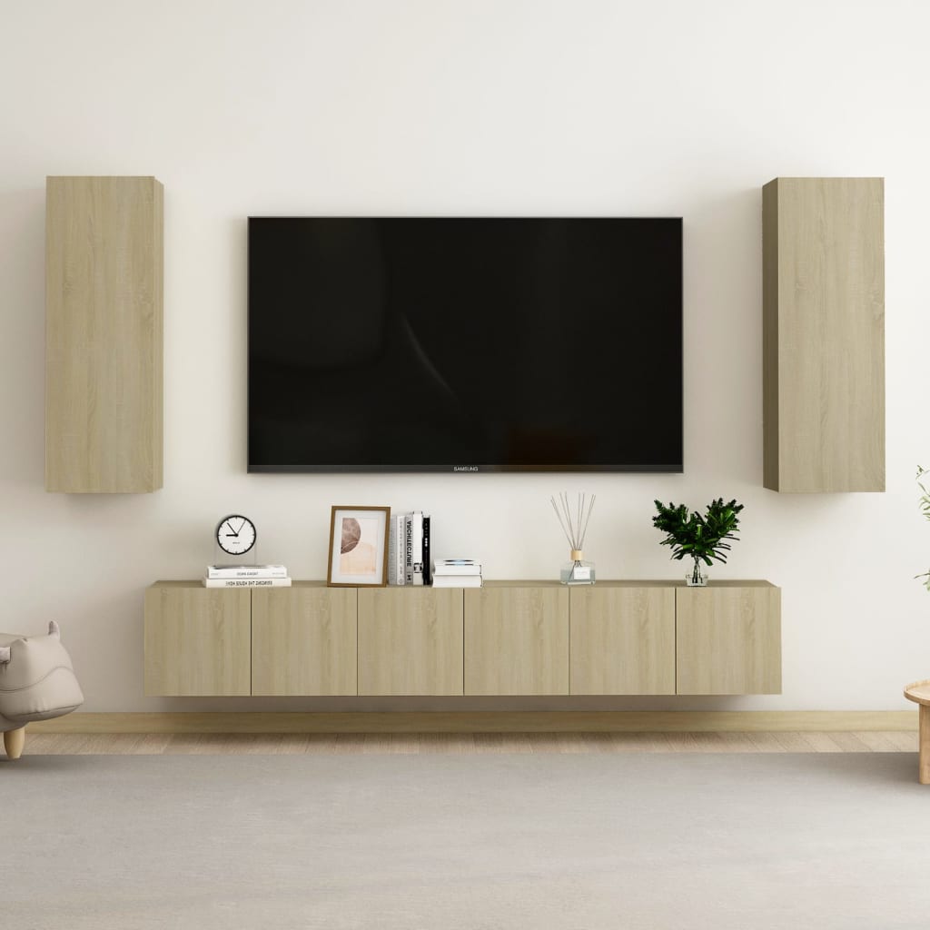 4-tlg. TV-Schrank-Set Weiß Holzwerkstoff