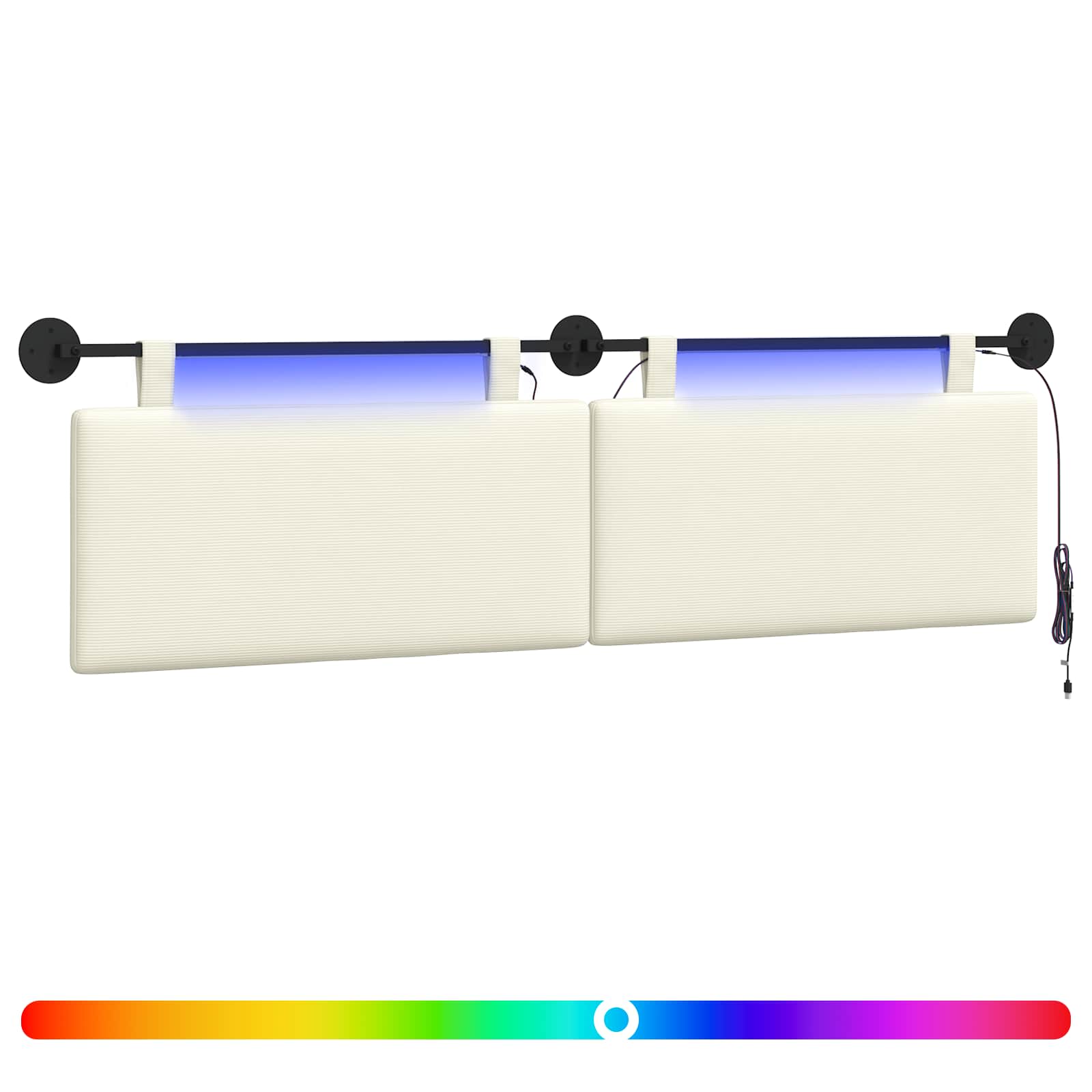 Hängendes Kopfteil Mit LED Licht Hellgrau Cordstoff