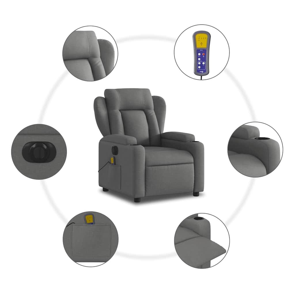 Relaxsessel Elektrisch Hellgrau Stoff