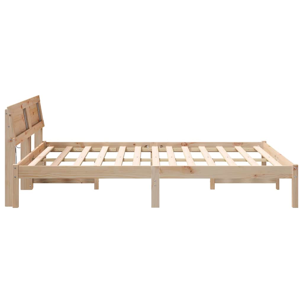 Bettgestell mit Kopfteil Braun 200 x 200 cm Massivholz Kiefer