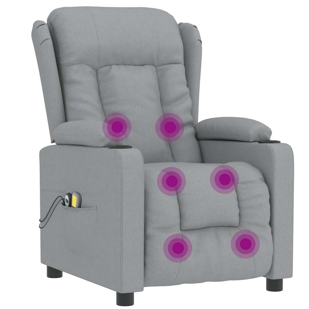 Massagesessel Elektrisch Hellgrau Stoff
