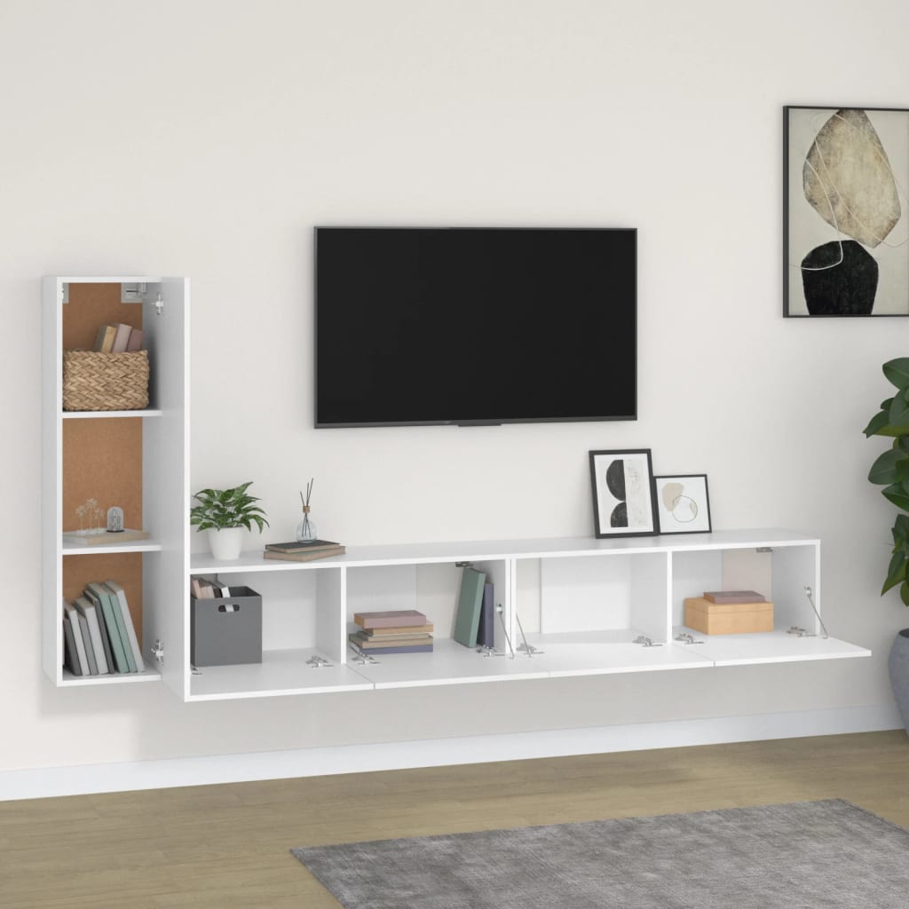 4-tlg. TV-Schrank-Set Weiß Holzwerkstoff