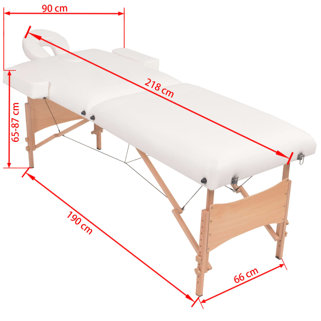 Massageliege 2-Zonen mit Hocker Klappbar 10 cm Sitz Schwarz