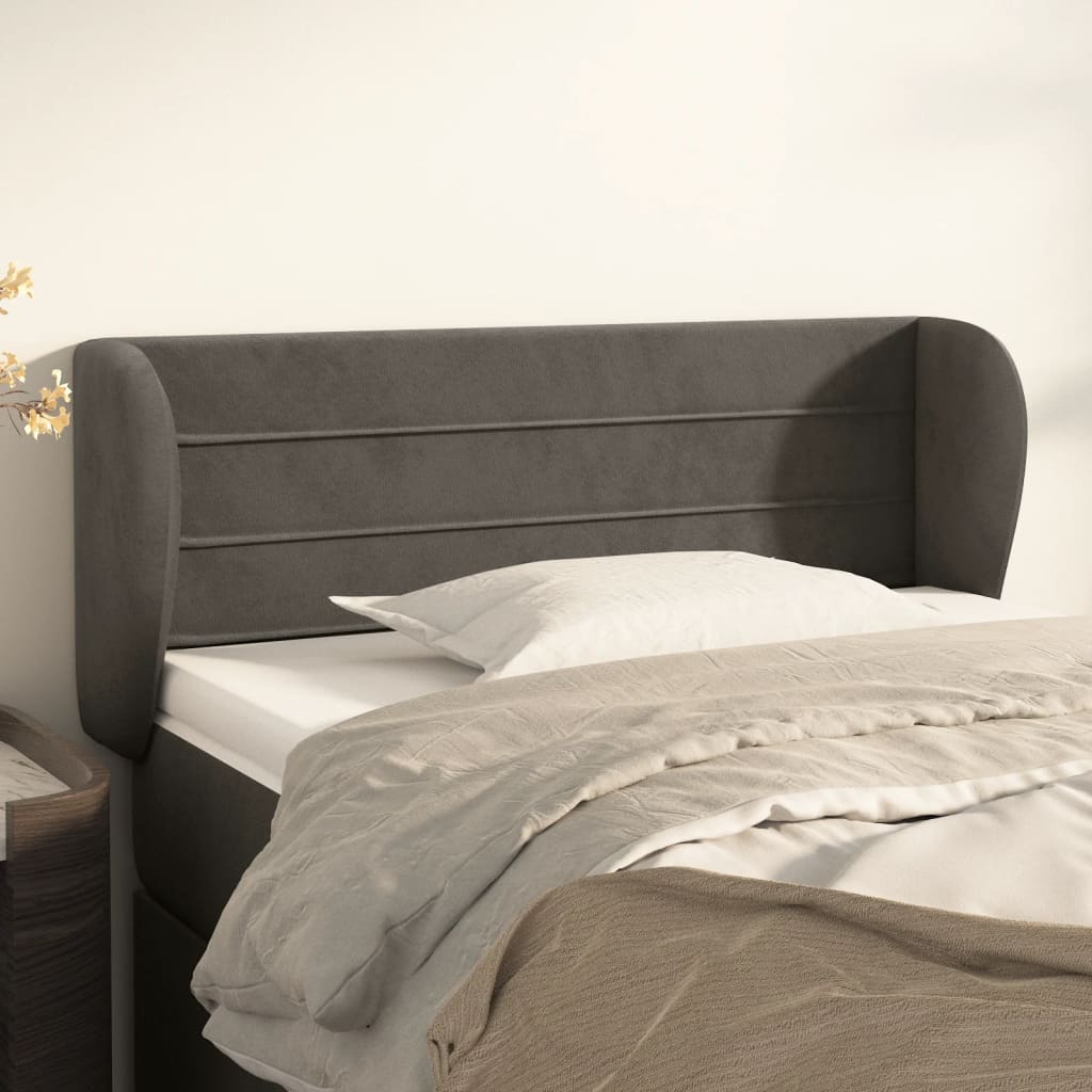 Kopfteil mit Ohren Dunkelblau 203x23x118/128 cm Samt