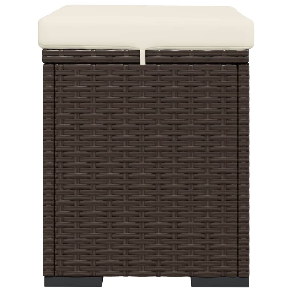 Hocker mit Kissen Schwarz 40x30x40 cm Poly Rattan