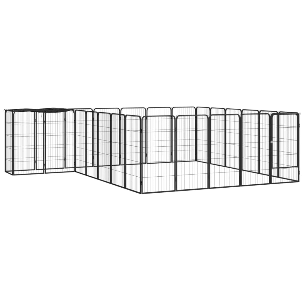 6-tlg. Hundelaufstall Schwarz 50x100cm Stahl Pulverbeschichtung