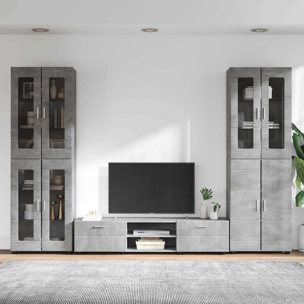 Highboard mit Regal FLORIN Weiß 60 x 35 x 182 cm Holzwerkstoff