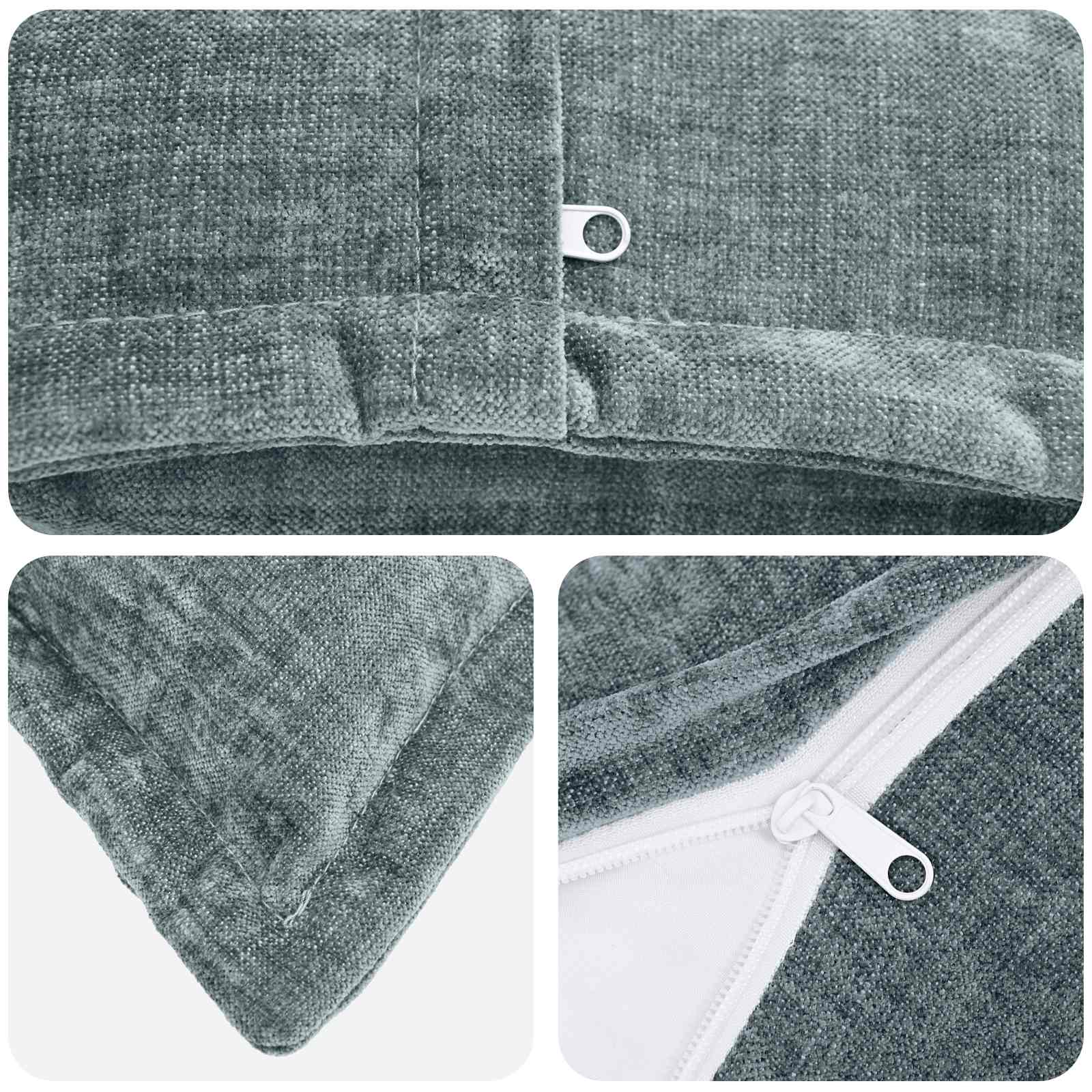 Kissenbezug 6 Stk. HEERLEN Dunkelgrau 30 x 30 cm Chenille-Stoff
