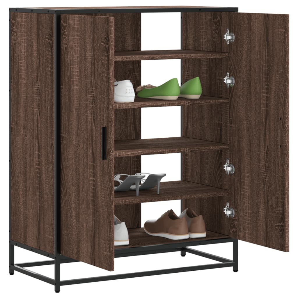 Schuhschrank Räuchereiche 75x38x97,5 cm Holzwerkstoff Metall