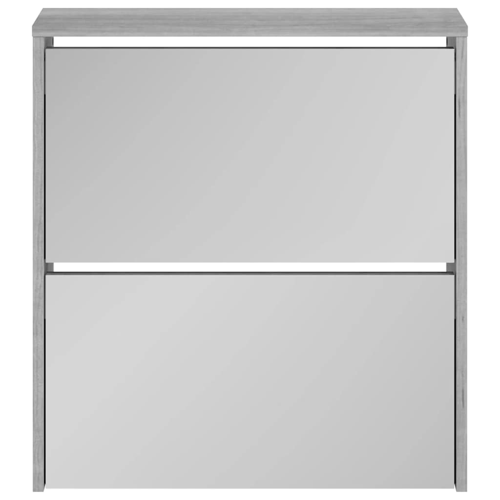 Schuhschrank mit 2 Fächern Spiegel Eiche-Optik 63x17x67 cm