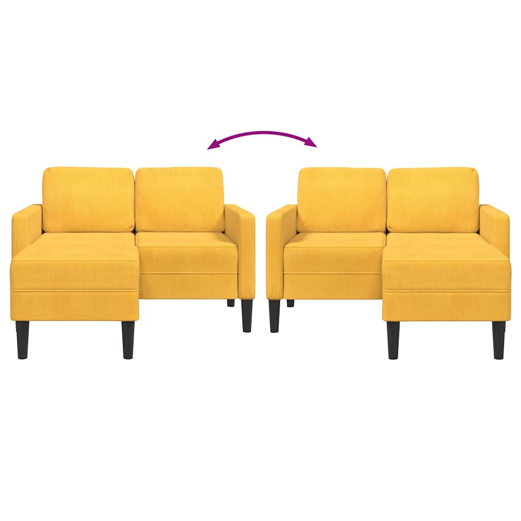 2-Sitzer-Sofa mit Chaiselongue L-Form Hellgrau 125 cm Leinen