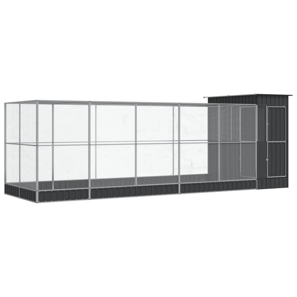 Voliere mit Erweiterung Silber 416 x 203 x 216 cm Stahl