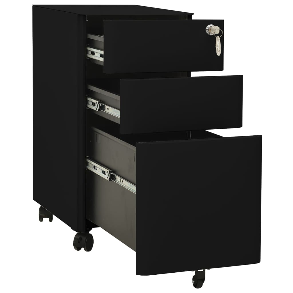 Aktenschrank mit Rollen Weiß 30x45x59 cm Stahl