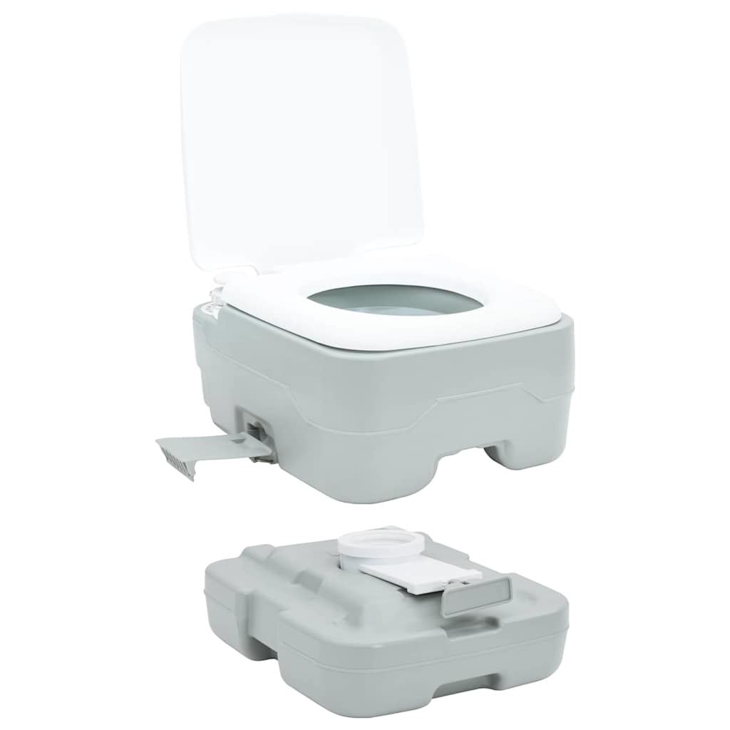 Camping-Toilette Grau und Weiß 41,5 x 36,5 x 37,5 cm