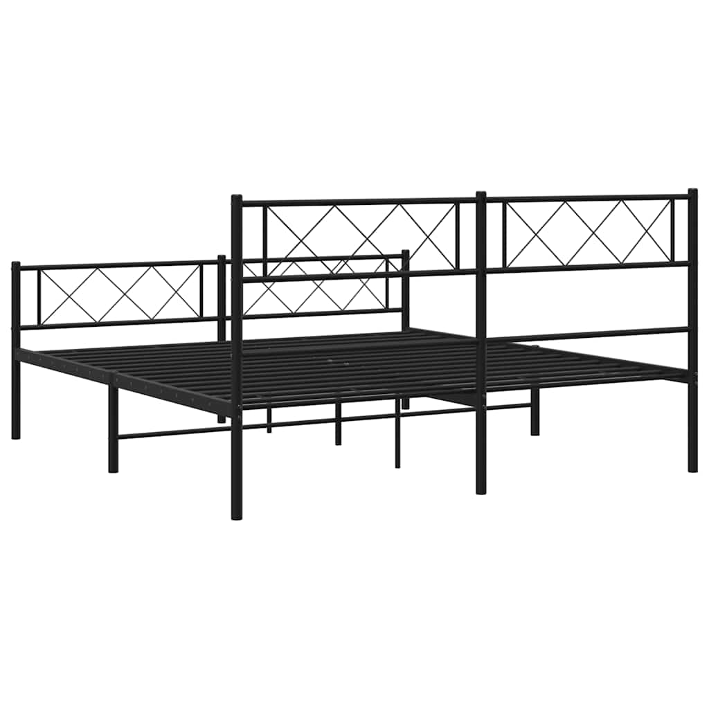 Bettgestell mit Kopfteil Metall Schwarz 100x190 cm