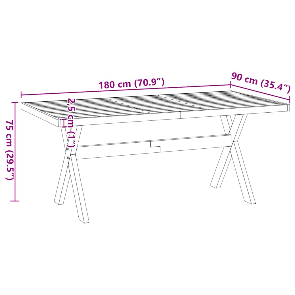 Esstisch NOAIN U-Form-Beine 180x90x75 cm Massivholz Kiefer