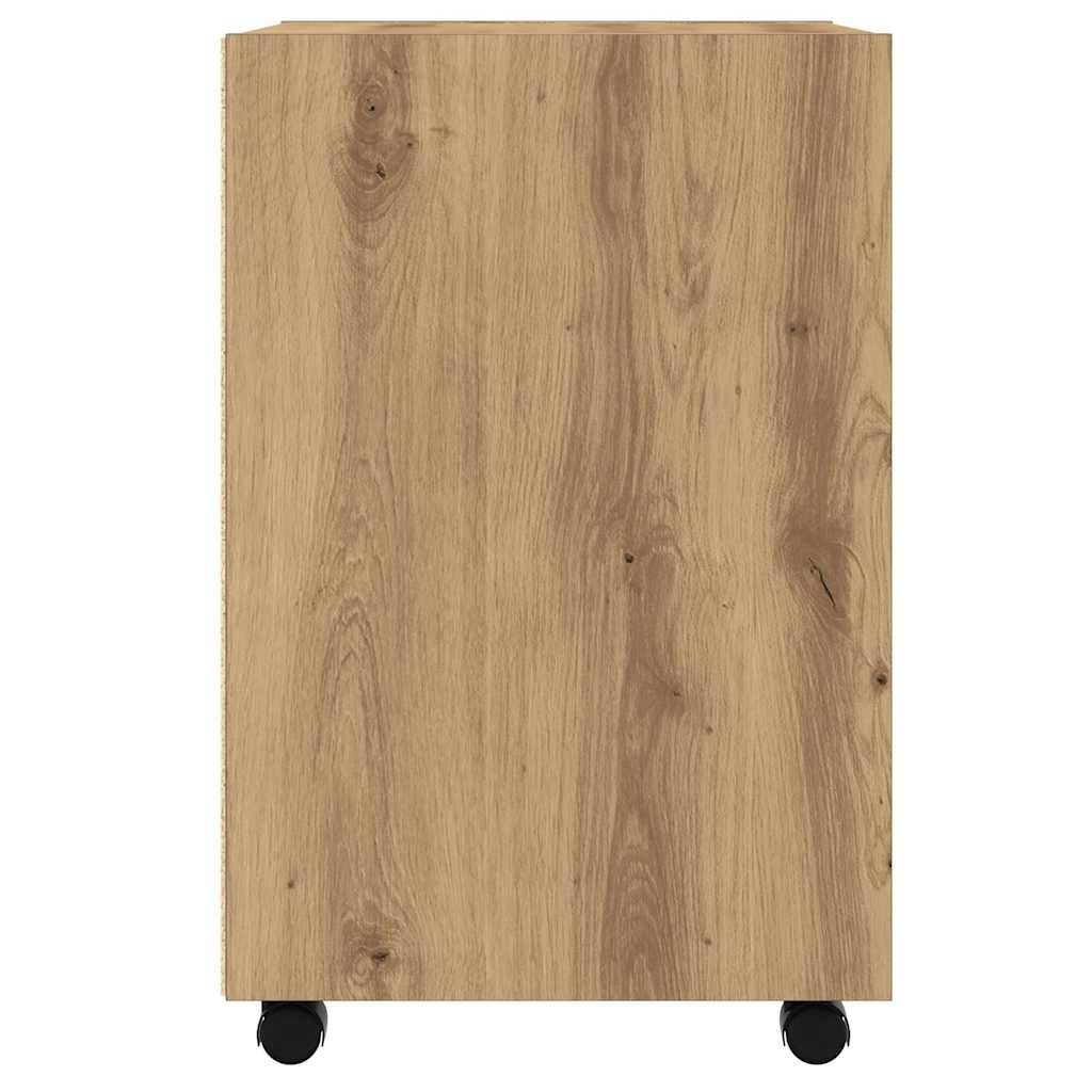 Beistellschrank mit Rollen Weiß 33x38x60 cm Holzwerkstoff