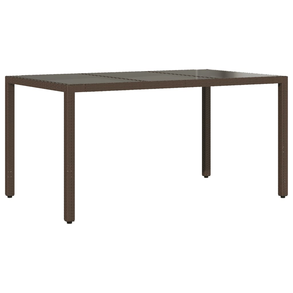 Gartentisch 150x90x75 cm Hartglas und Poly Rattan Schwarz