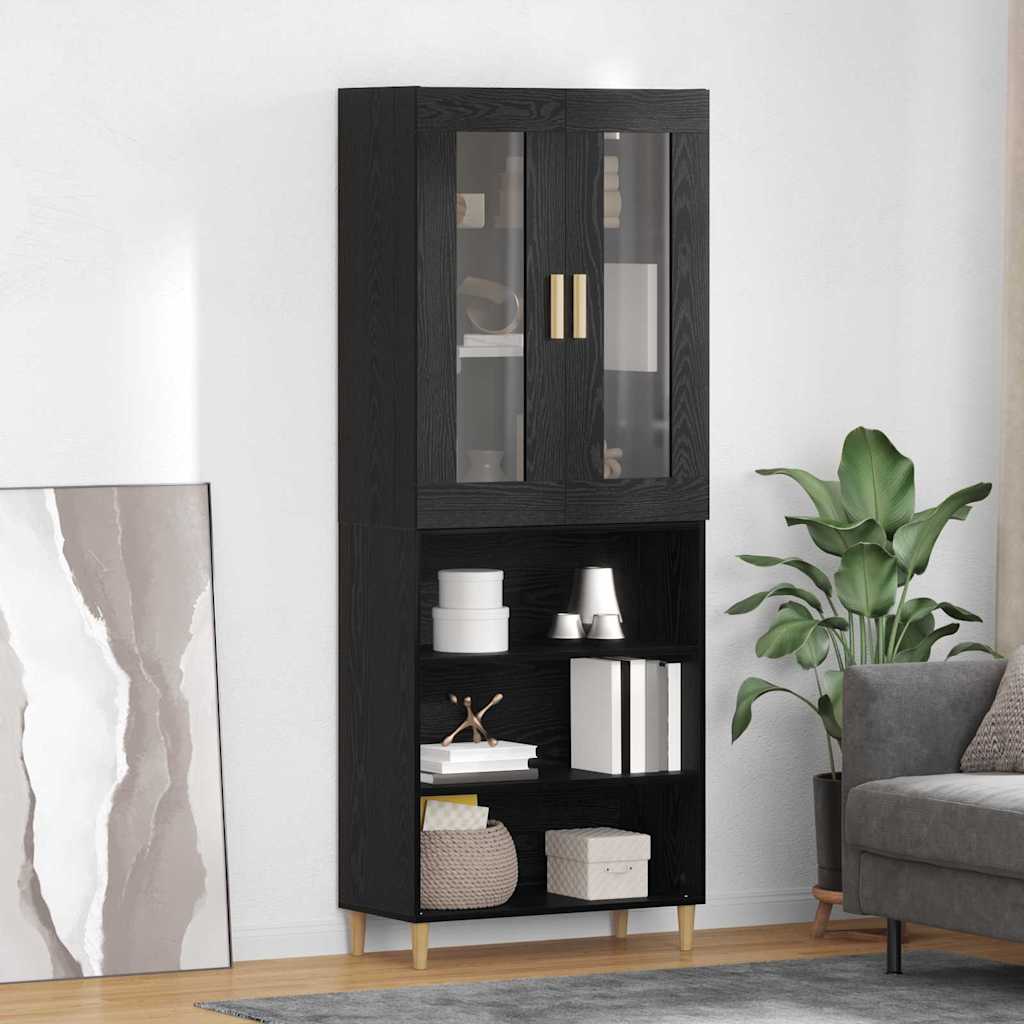 Highboard Altholz 69,5 x 34 x 180 cm Engineered Wood und Glas
