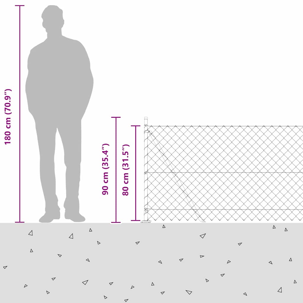 Outdoor Kettenglied-Zaun Erdfixierung 10 x 0,4 m Grün Netz