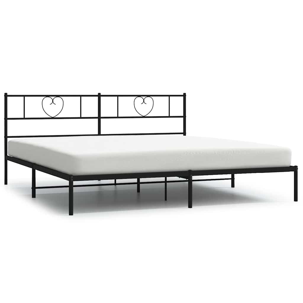 Bettgestell mit Kopfteil Metall Schwarz 100x190 cm