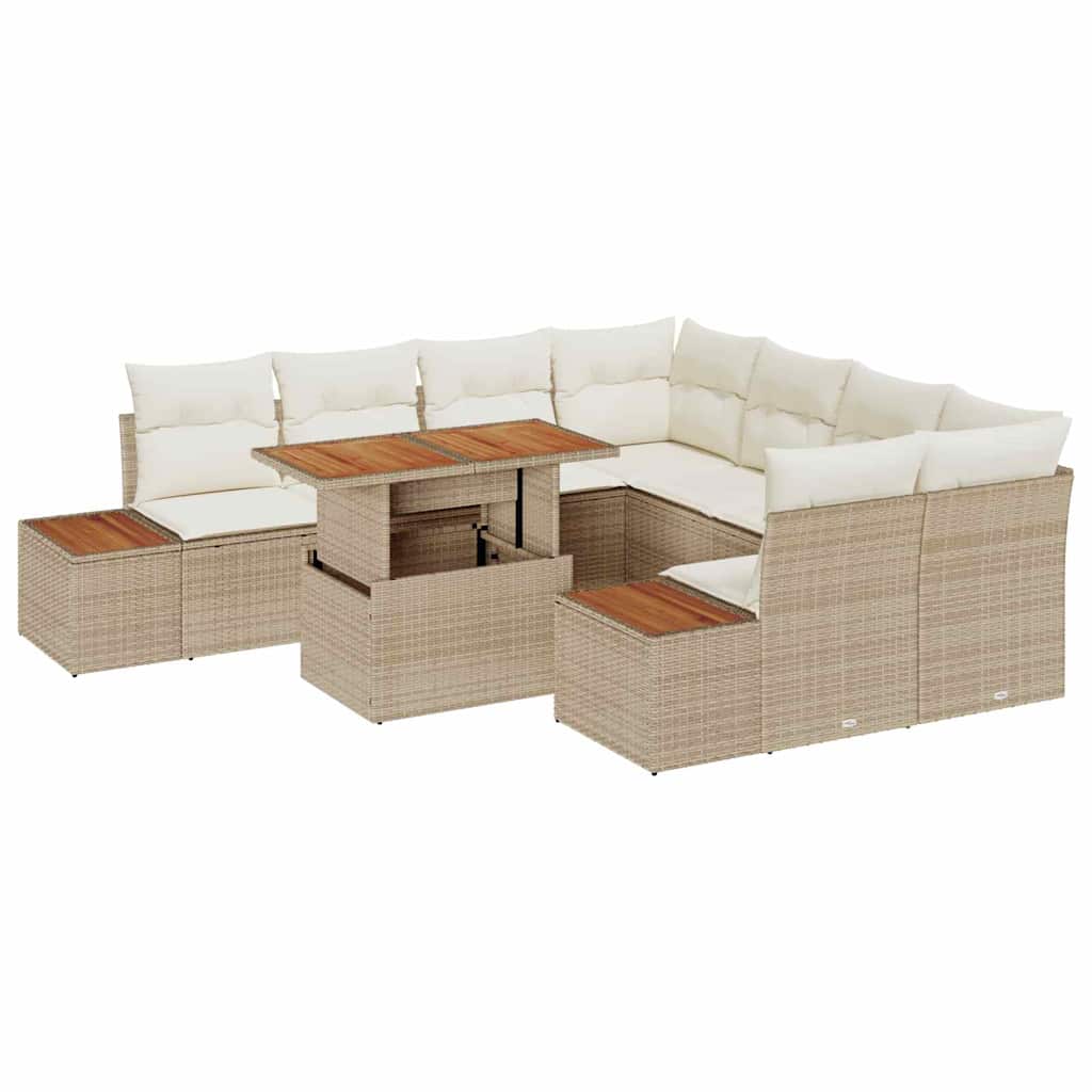 Garten Essgruppe mit Kissen 9 pcs Schwarz und Beige