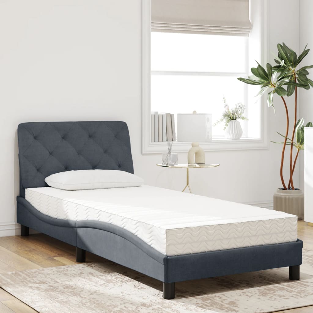 Bett mit Matratze Hellgrau 80x200 cm Samt