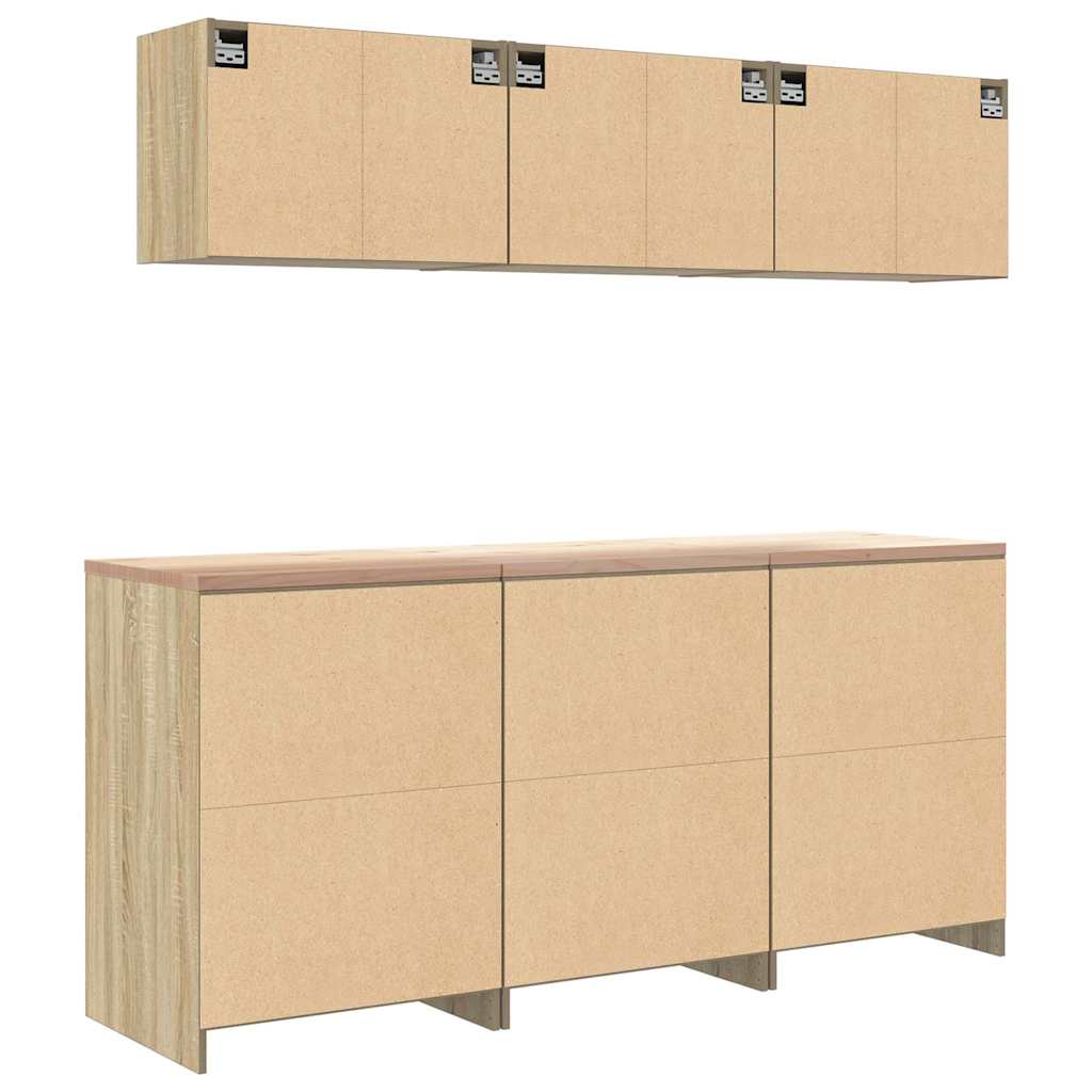 Garagenschränke 6 Stk. Schwarz Holzwerkstoff