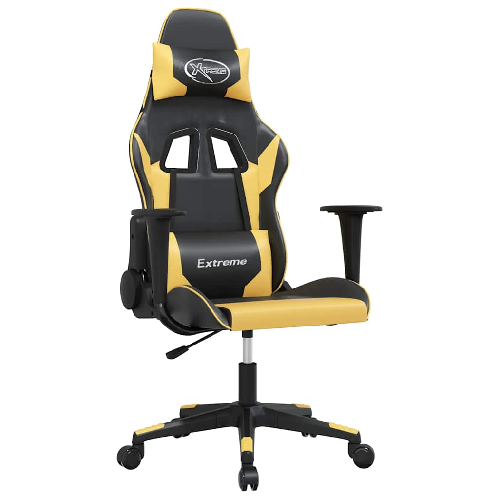 Gaming-Stuhl mit Massagefunktion Schwarz und Blau Kunstleder