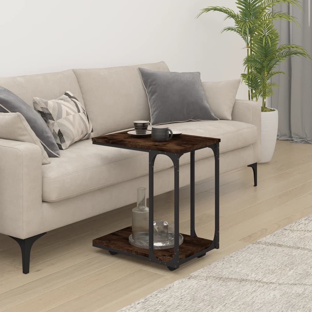 Beistelltisch mit Rollen Schwarz 50x35x55,5 cm Holzwerkstoff