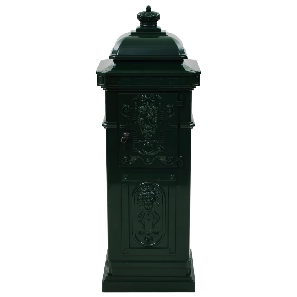 Säulenbriefkasten Aluminium Vintage-Stil Rostfrei Schwarz