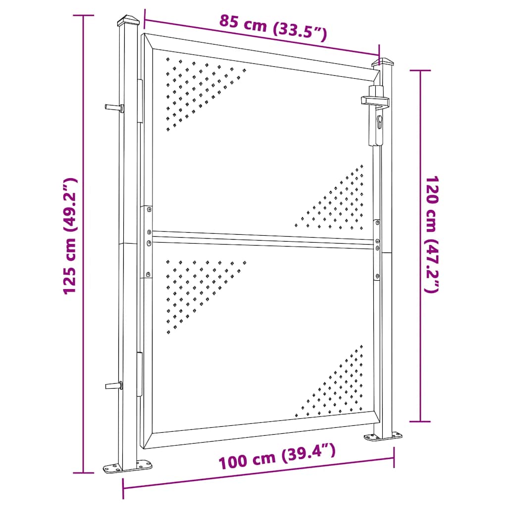 Gartentor 100 x 95 cm Edelstahl
