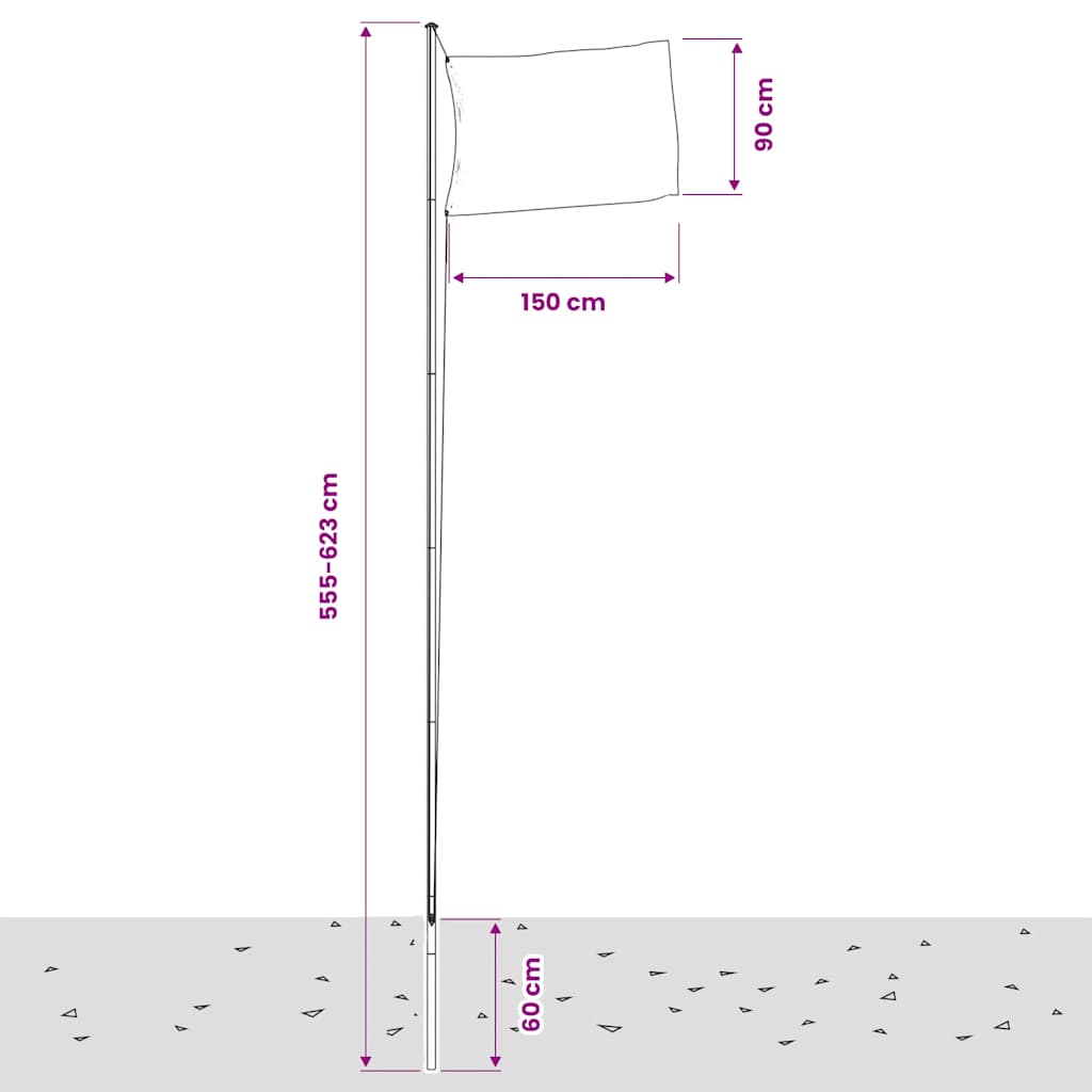 Fahnenmast Teilbar Silbern 6,08 m Aluminium