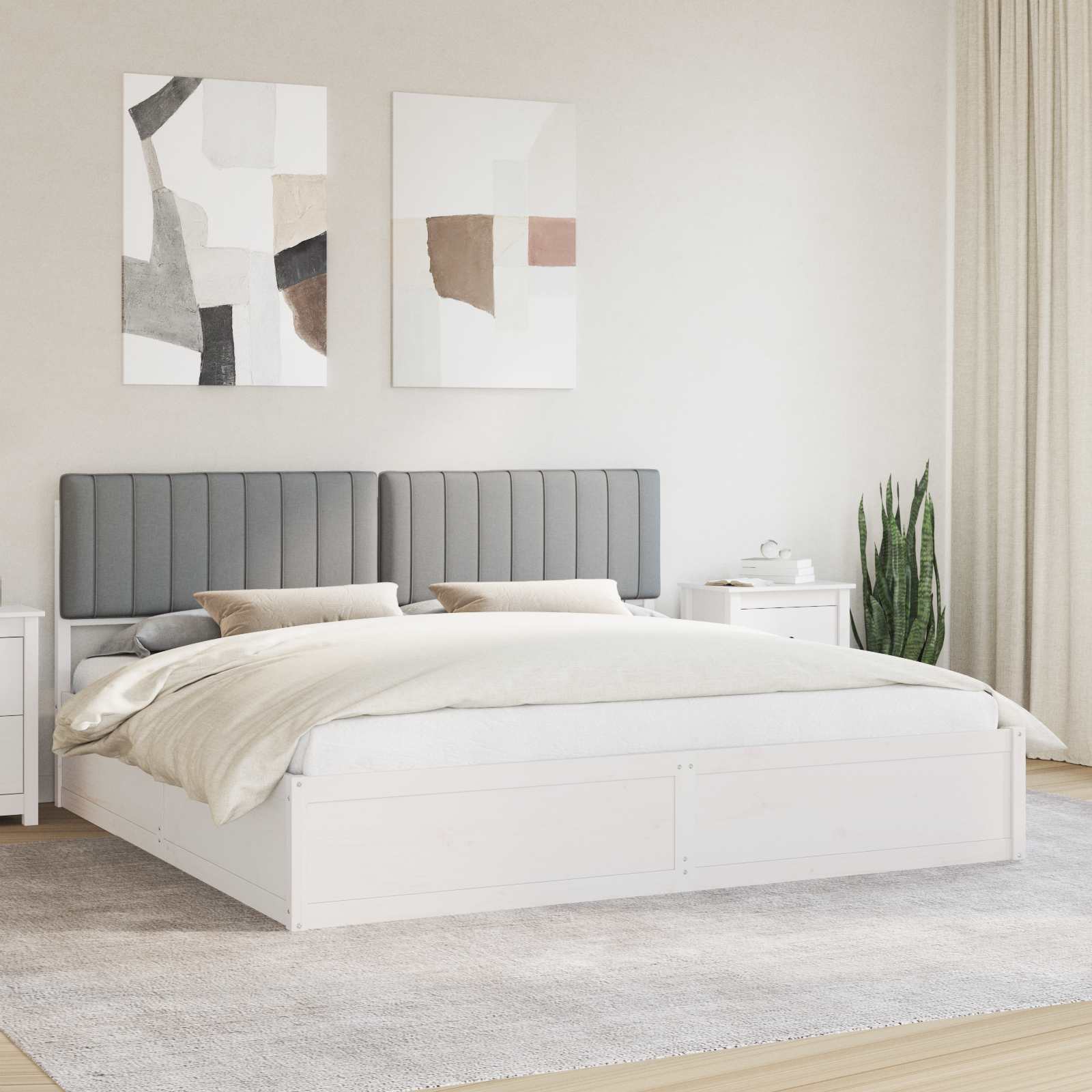 Bettgestell mit gepolstertem Kopfteil Hellgrau 200 x 200 cm