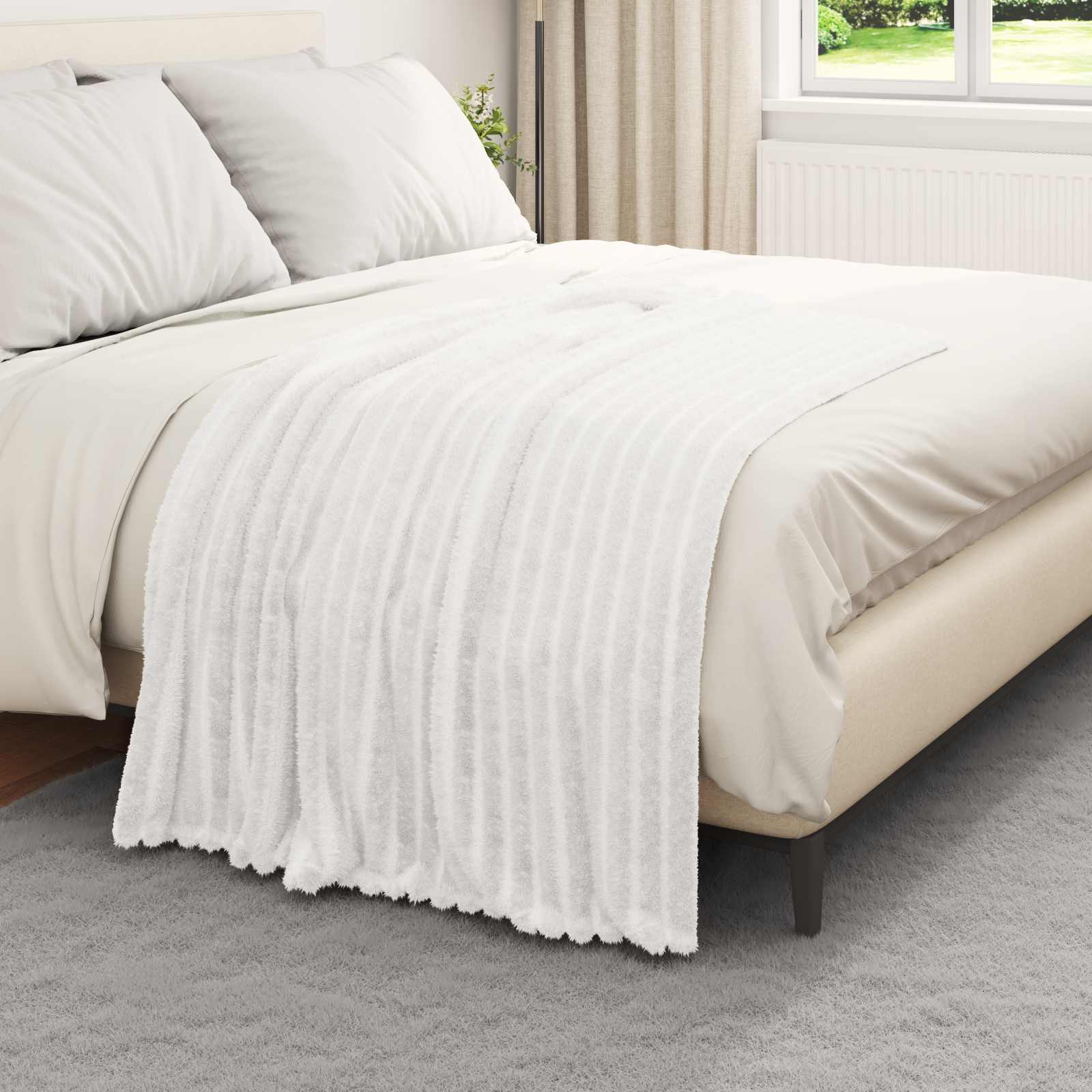 Überwurfdecke Beige 150 x 130 cm Fleece