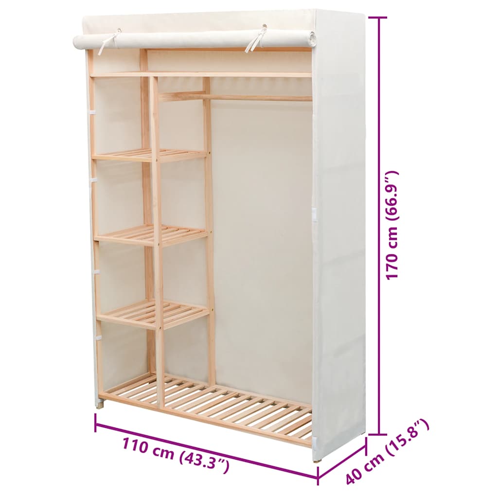 Kleiderschrank Grau 110 x 40 x 170 cm Stoff