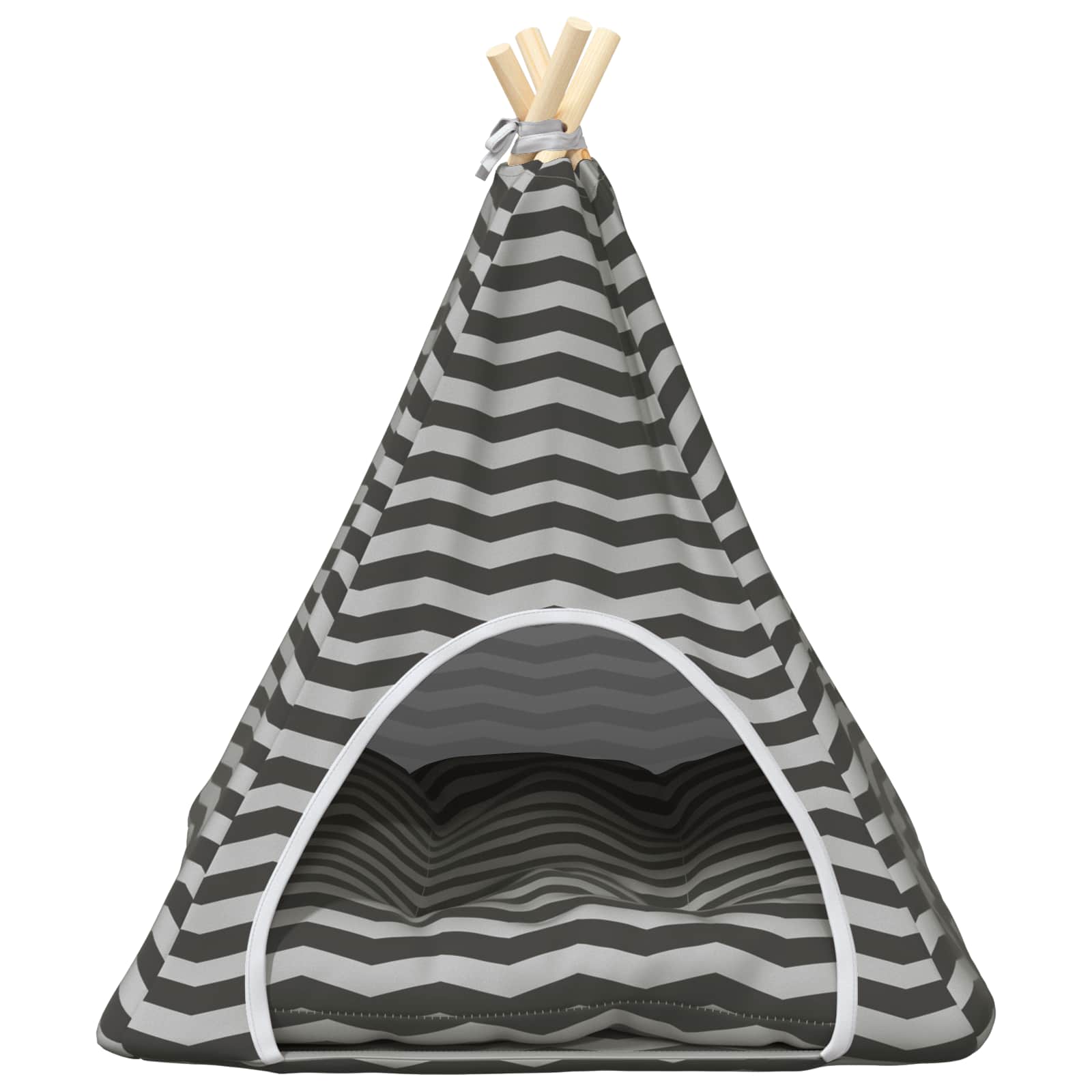 Haustier-Tipi mit Kissen Weiß und Grau 40 x 40 x 50 cm