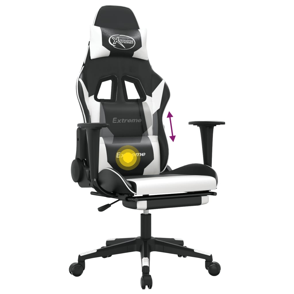 Gaming-Stuhl mit Massagefunktion Schwarz und Blau Kunstleder