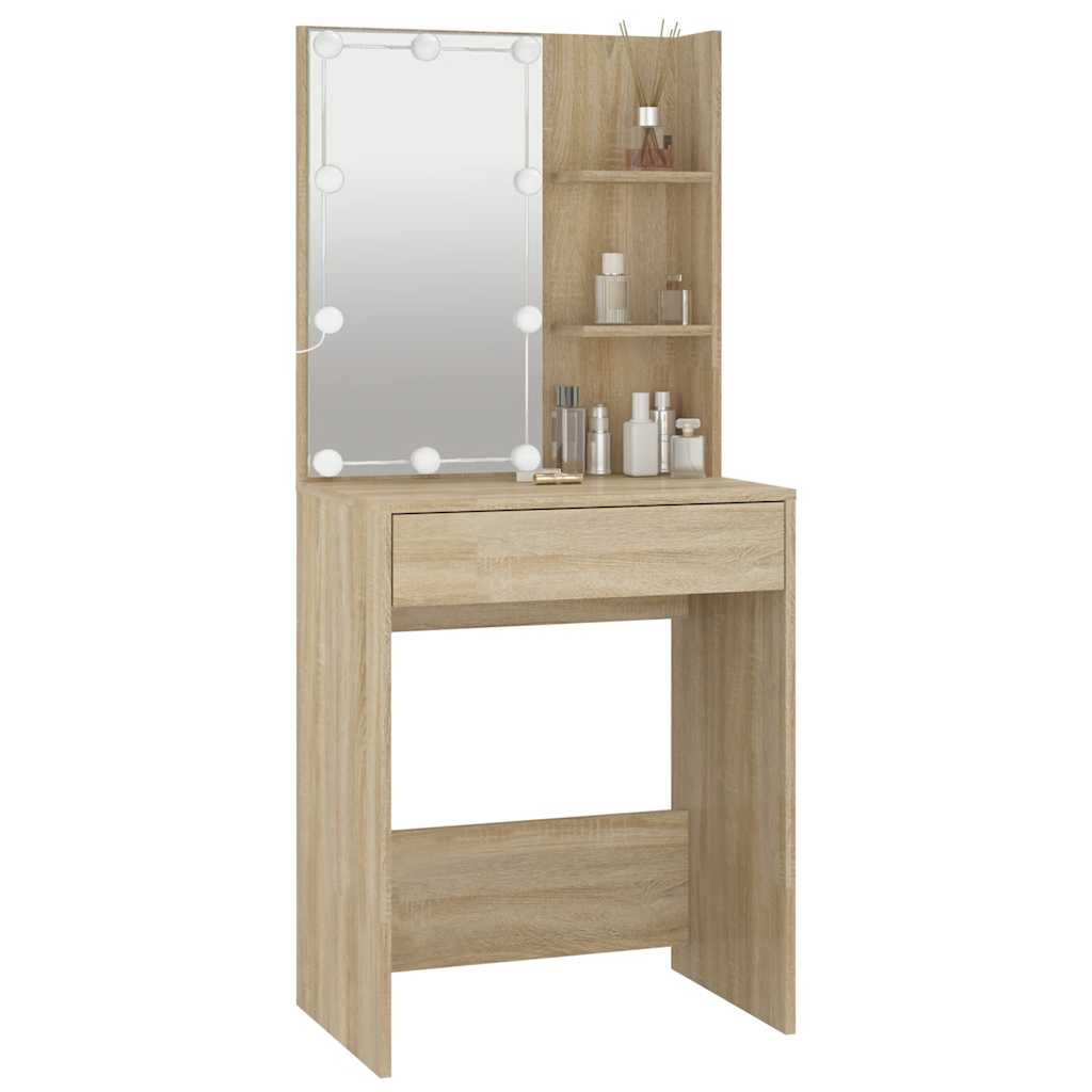 Schminktisch mit LED Weiß 60x40x140 cm