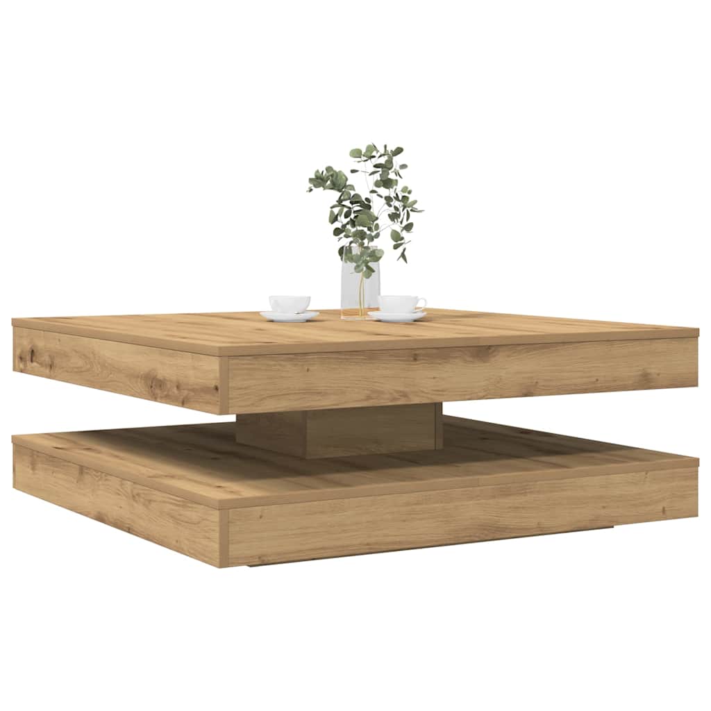 Couchtisch 360-Grad Drehbar Weiß 90x90x34,5 cm