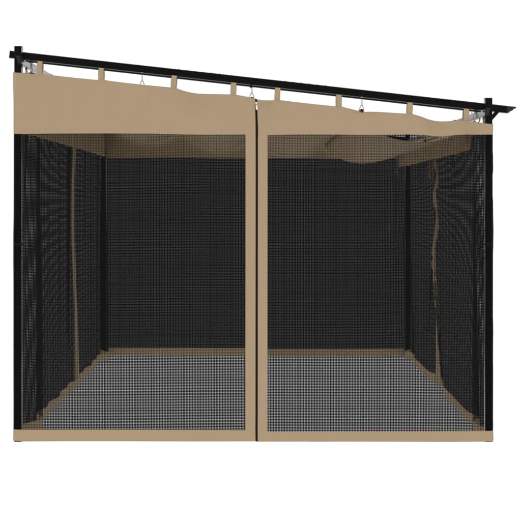 Pavillon mit Netzwände Creme 3x3 m Stahl