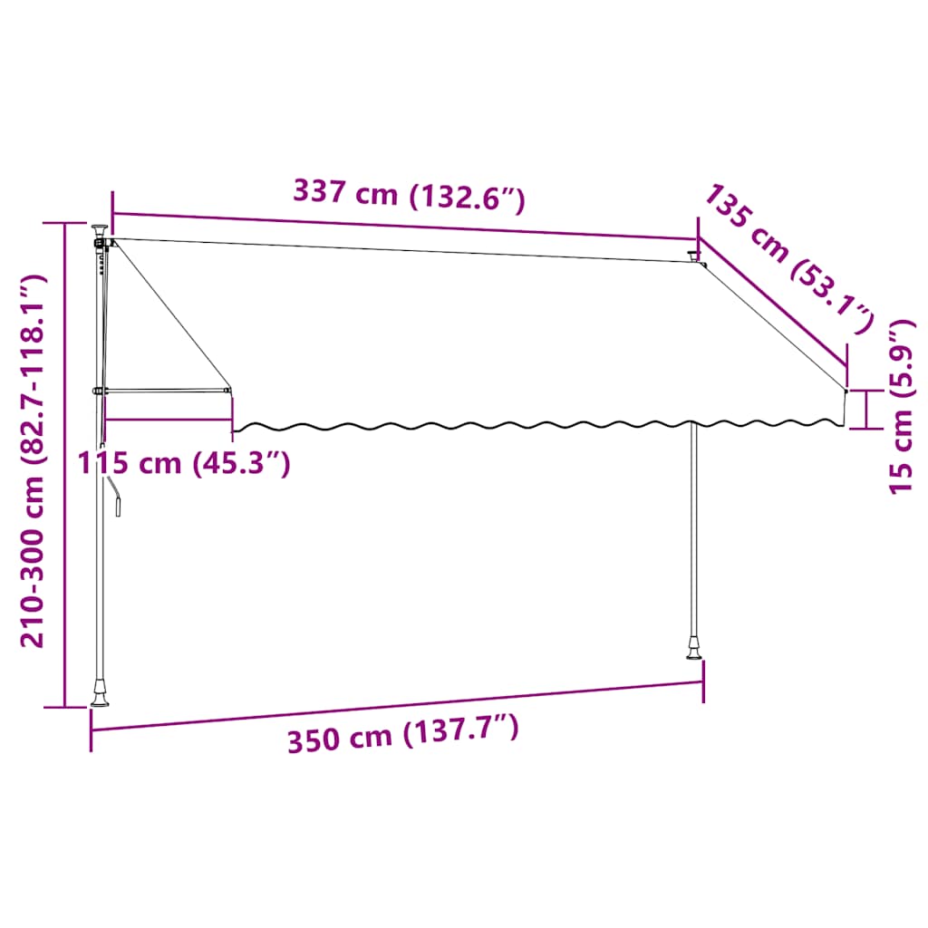 Einziehbare Markise Handbetrieben mit LED 100 cm Blau und Weiß