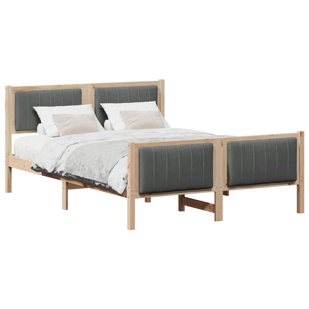 Bettgestell Braun und hellgrau 200 x 200 cm Massivholz Kiefer