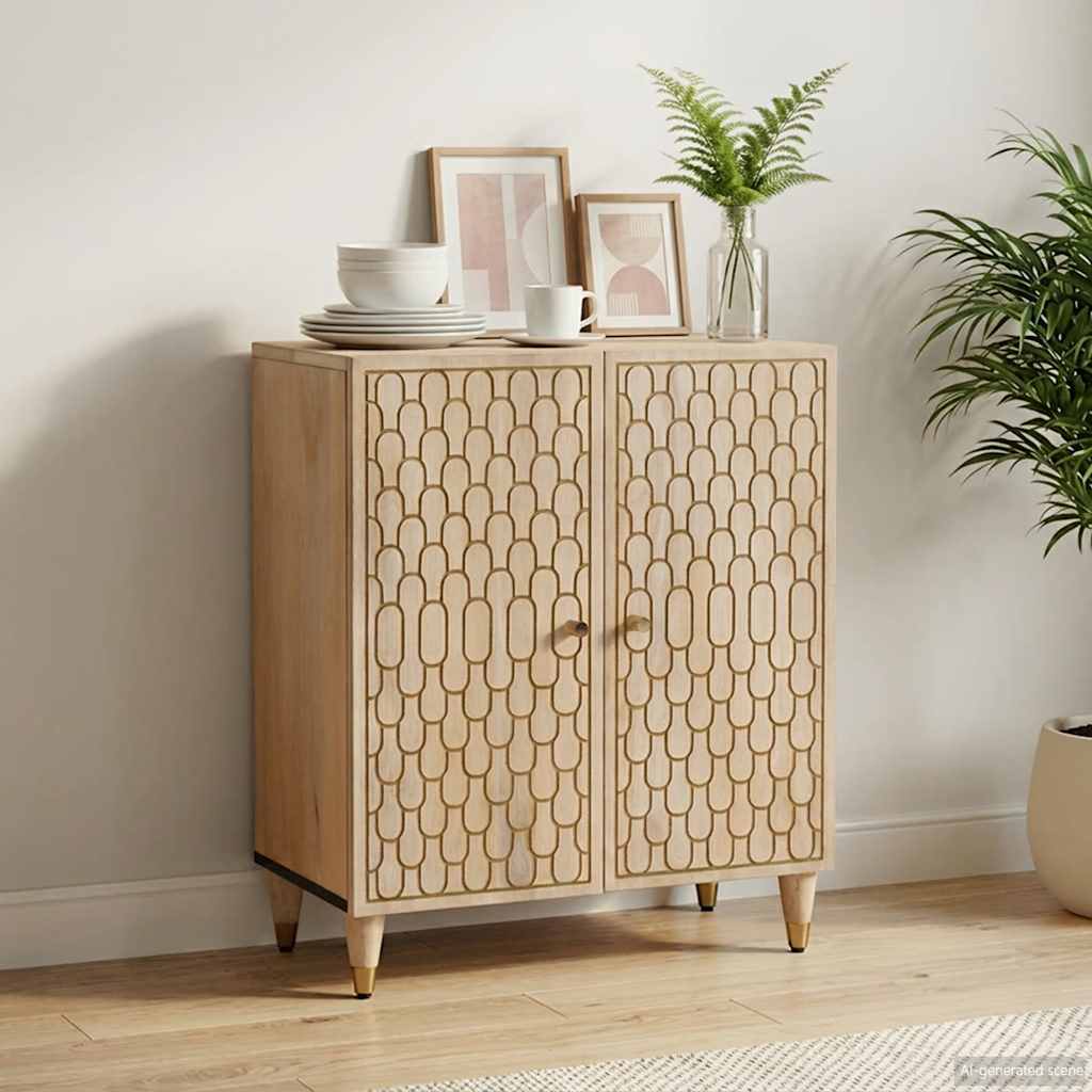 Beistellschrank 60x33x75 cm Massivholz Mango
