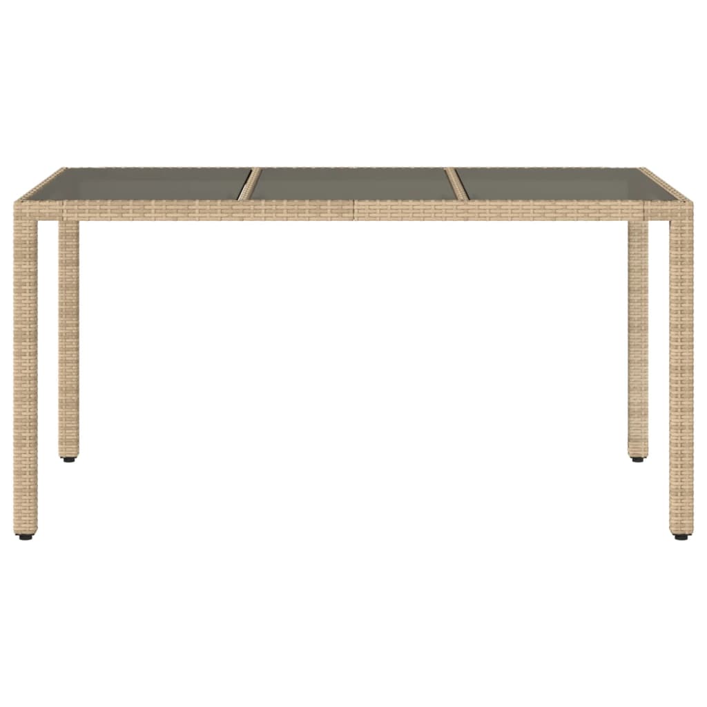 Gartentisch 150x90x75 cm Hartglas und Poly Rattan Schwarz