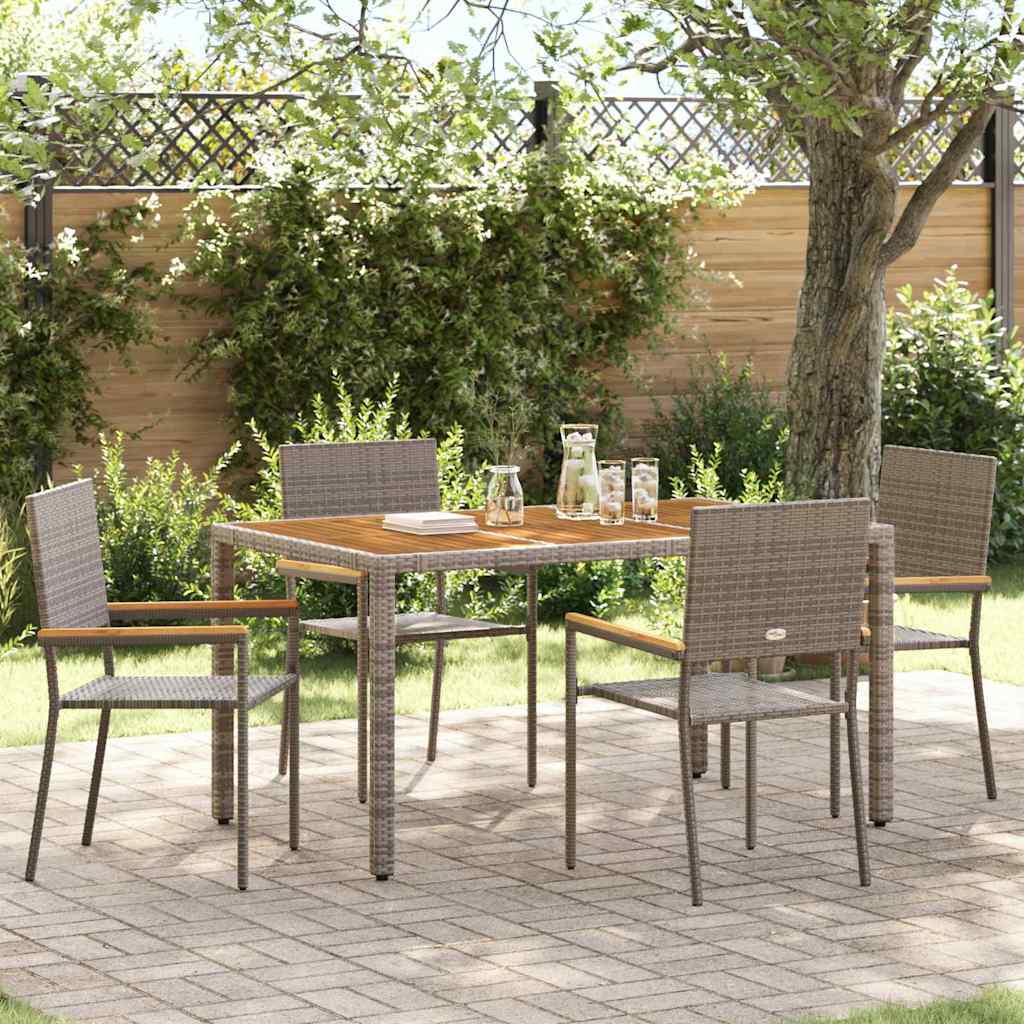 Garten Essgruppe 3 pcs Schwarz Poly-Rattan