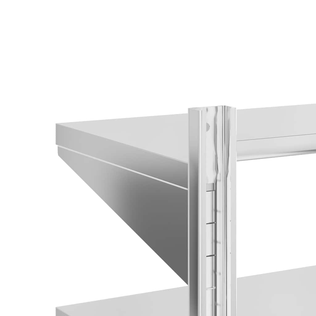 Wandregal mit 2 Böden 100x40x60 cm Silbern Edelstahl
