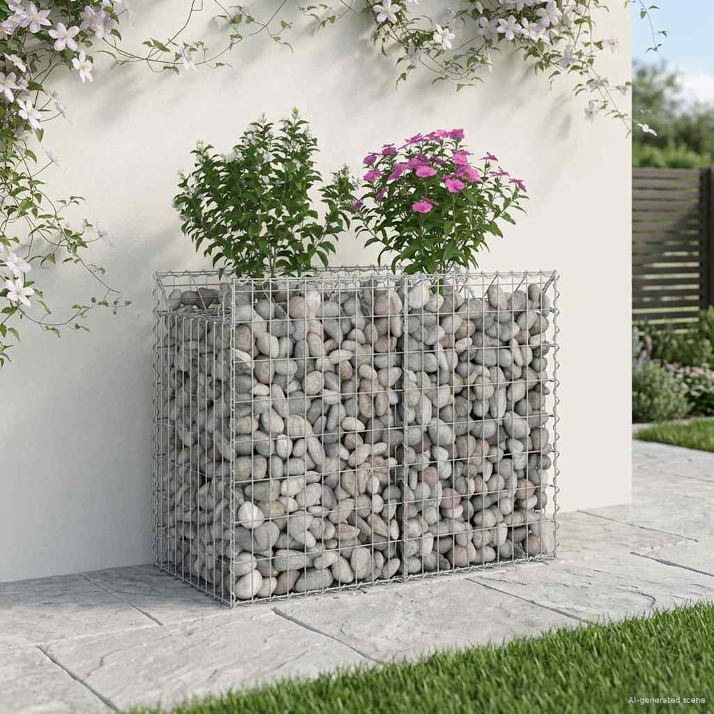 Gabionen-Hochbeet 2 pcs Silber