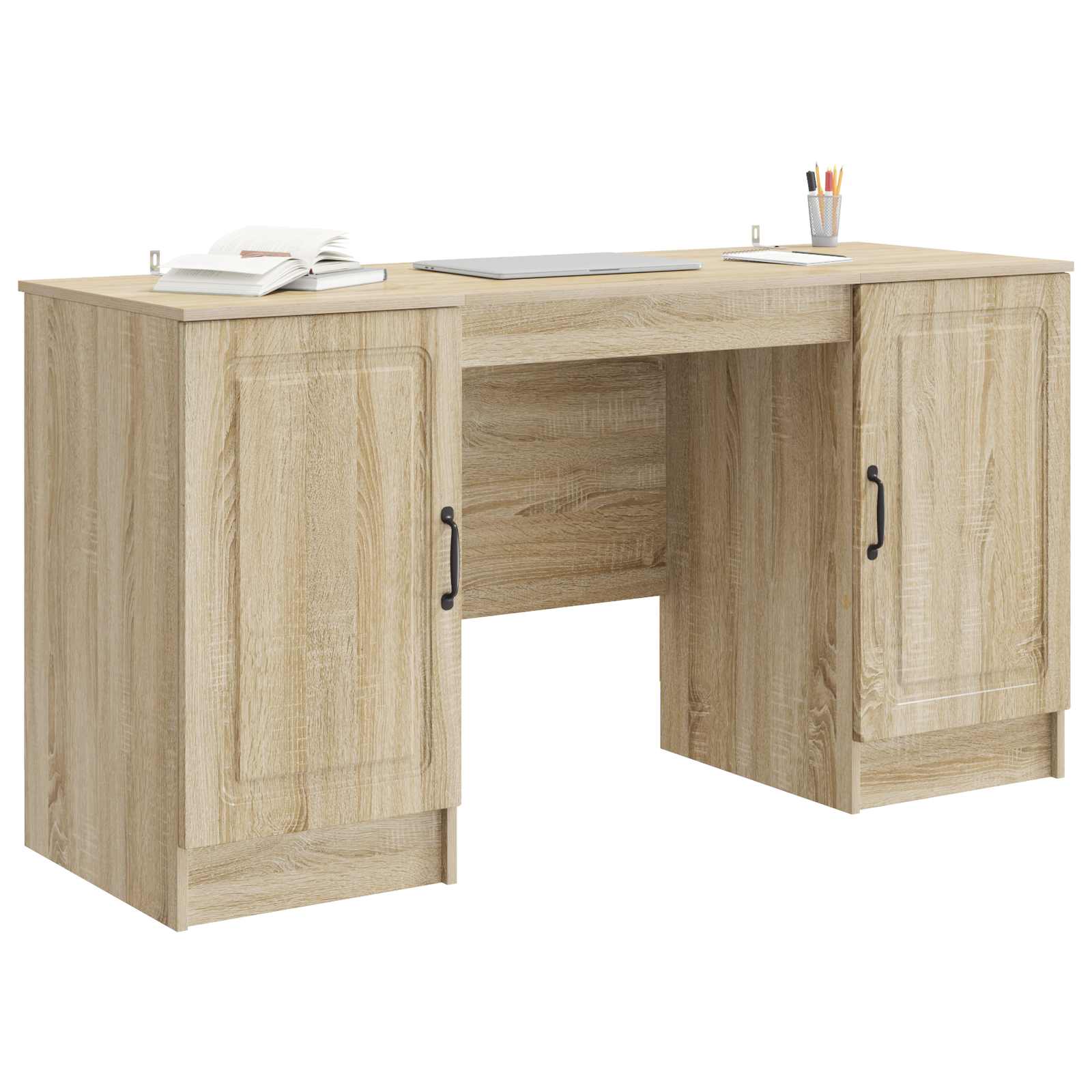 Schreibtisch mit Regal Schwarz 142,5 x 50 x 75 cm Holzwerkstoff